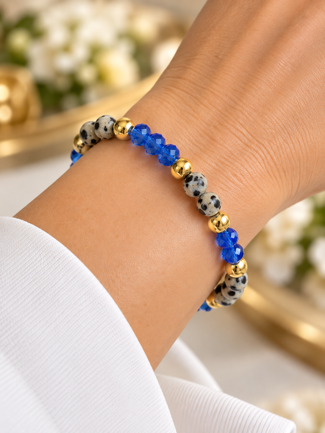 Pulsera mezcla piedra y cristal