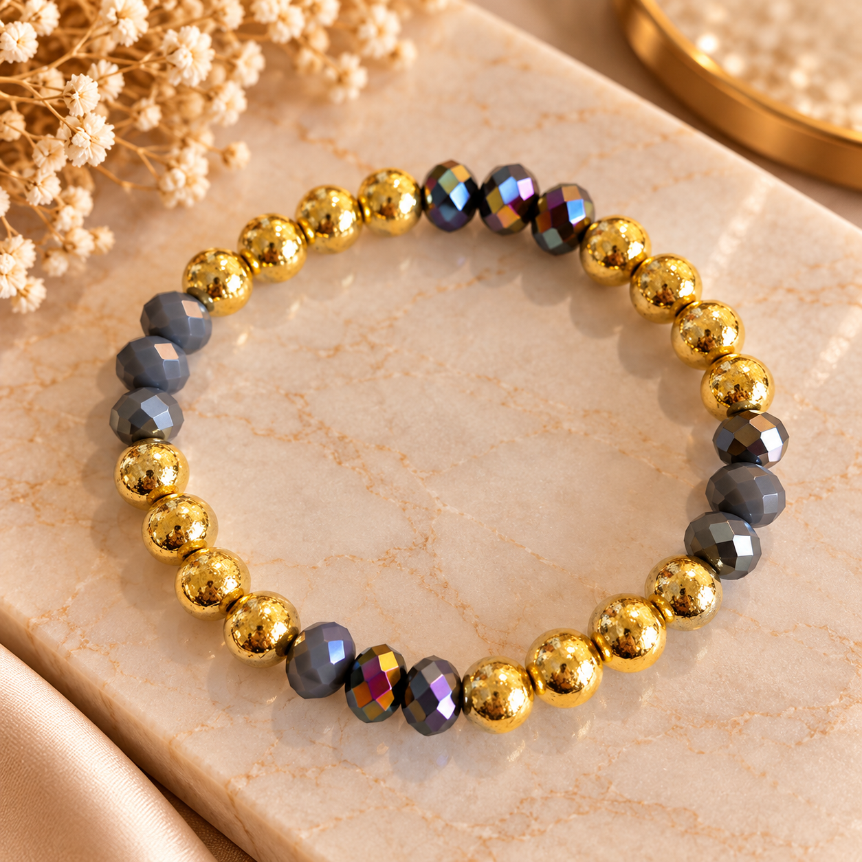 Pulsera hematita cristales